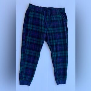 Old Navy Flannel Pajama Pants Joggers Sz L Plaid Blue Green Cotton Lounge Sleep